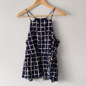 Navy Peplum Racerback Tank Top